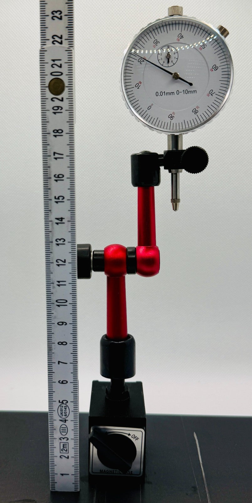 Magnetstativ mit Messuhr | Messuhrhalter magnetisch | für 8 mm & 10 mm Schaft